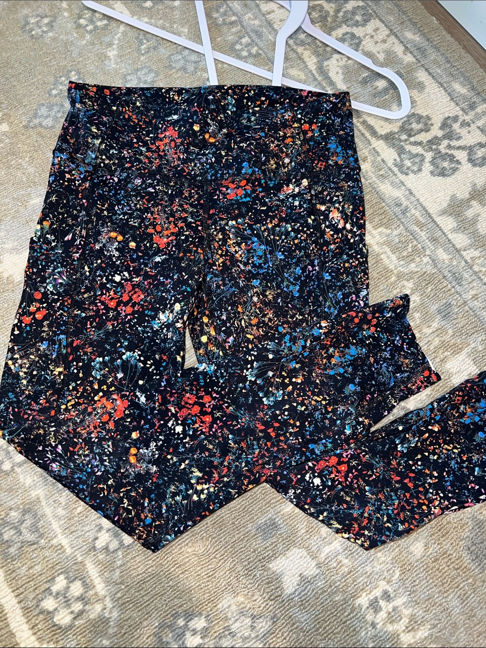 lululemon athletica Black Floral Speckled Leggings